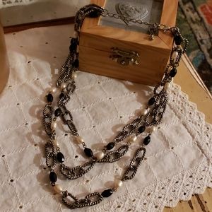 Gorgeous 3 Strand Beaded Freshwater Pearl Necklace